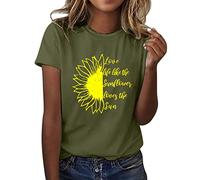 St Patricks Day T Shirt Women Women Sunflower Summer T Shirt Plus Size Loose Blouse Tops Girl Short Sleeve Graphic Casual Tees Womens Clothing Sale Clearance UK