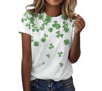 St Patrick's Day T-Shirt Women's Leprechaun Costume Clover T-Shirts Summer Causal Personalized Lightweight Short Sleeve Lucky Shamrock Lucky Green Tops Funny Paddy's Day Tops Ireland Clover (H1-D, S)
