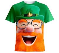St Patricks Day T Shirts for Men Crew Neck Short Sleeve Clover Print Funny Shirts Top St Paddys Day T-Shirt Regular Fit Irish Fancy Dress (A5-Green, L)