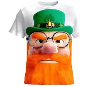 St Patricks Day T Shirts for Men Crew Neck Short Sleeve Clover Print Funny Shirts Top St Paddys Day T-Shirt Regular Fit Irish Fancy Dress (A1-White, L)