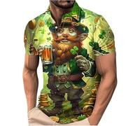 St Patricks Day T Shirts - Men's Shamrock Printed Polos Shirts Short Sleeve Golf Shirt Plus Size St. Patrick's Day Casual Button Up Lapel Blouse Irish Tshirts Lucky Green Tunic Tops