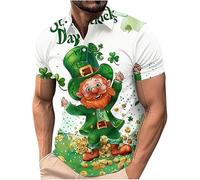 St Patricks Day T Shirts - Men's Shamrock Printed Polos Shirts Short Sleeve Golf Shirt Plus Size St. Patrick's Day Casual Button Up Lapel Blouse Irish Tshirts Lucky Green Tunic Tops