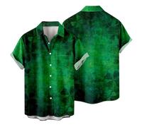 St Patricks Day T Shirts Mens Shamrock Tshirt Short Sleeved Ireland Shirt Happy Outfit St. Patrick's Hawaiian for Men Casual Clover Blouse Fancy Dress Men's Printed Polos T-Shirts Irish Leaf Sleeve
