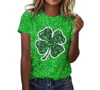 St Patricks Day T Shirts,St Patricks Day T Shirt for Women Casual St. Patrick's Day Printed T-Shirt Round Neck Short Sleeve Tops Ireland Irish Clover Shamrock Printed Green Tee Shirts Summer Tops