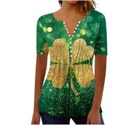 St. Patrick's Day T Shirts Womens UK Sale, Ladies Lucky Shamrock Pullover, Short Sleeve Tees Green Sweatshirt Irelands Tops Clover Print Shirt St Paddys Day T-Shirt Casual Party Costume Plus Size