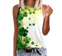 St. Patrick's Day Tank Tops for Women Funny Shamrock Print Sleeveless Shirts Cute Gnomes Cami Shirt Novelty Green Clover Camisole Fashion Lucky Tunic Blouse Loose Fit Irish Vest Top Holiday Clothes