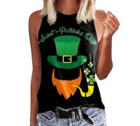 St. Patrick's Day Tank Tops for Women Funny Shamrock Print Sleeveless Shirts Cute Gnomes Cami Shirt Novelty Green Clover Camisole Fashion Lucky Tunic Blouse Loose Fit Irish Vest Top Holiday Clothes