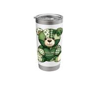 St Patricks Day Teddy Bear Patchwork Kids Girl Boy Lucky Stainless Steel Insulated Tumbler