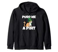 St. Patrick's Day Thirsty Leprechaun Cat Purr Me A Pint Zip Hoodie