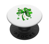 St. Patrick's Day Three Cute Bearded Collies On Shamrocks PopSockets Adhesive PopGrip