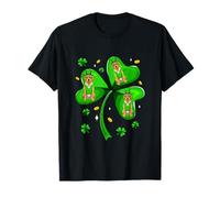 St. Patrick's Day Three Cute Golden Retrievers On Shamrocks T-Shirt