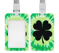 St. Patrick's Day Tie-dye with Four-Leaf Clover ID Badge Holder Retractable Clip Card Holder Card Protector Name Badge Name Tag for Work Office Doctor Nurse