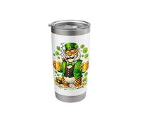 St Patricks Day Tiger Leprechaun Hat Beer Shamrock Drinking Stainless Steel Insulated Tumbler