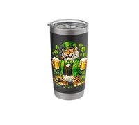 St Patricks Day Tiger Leprechaun Hat Beer Shamrock Drinking Stainless Steel Insulated Tumbler