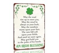St Patrick's Day Tin Sign An Irish Blessing Metal Signs Irish Holiday Decor Green Shamrock Lucky Clover Wall Hanging Decorations For Home Kitchen Office 8x12 Inch