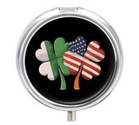 St Patricks Day USA Ireland Flag Pill Box 3 Compartment Small Portable Medicine Case Pill Organizer for Pocket Purse