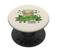 St Patricks Day Waiter Show Me Your Tips Saint Paddys Men PopSockets Adhesive PopGrip