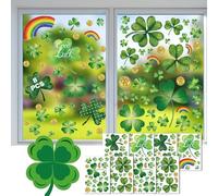St Patricks Day Window Clings Shamrock Irish Green Window Stickers Festive Patty Decor for Home Yard Farmhouse (8 Sheet-2)
