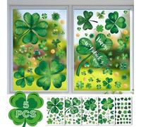 St Patricks Day Window Clings Shamrock Irish Green Window Stickers Festive Patty Decor for Home Yard Farmhouse (154PCS)