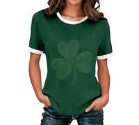St Patricks Day Women Short Sleeve Summer T-Shirts Lucky Shamrock Funny Easy Costume Accessories Clover T Shirt Hipster Hip Hop T Shirts Graphic Fashion Tshirt Lucky Irish Shamrock (A1 Dark Green,L)