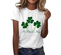 St Patrick's Day Women's Leprechaun Costume Clover T-Shirts Summer Causal Personalized Lightweight Short Sleeve Lucky Shamrock and Hat Element,Lucky Green Tops for Bars Drinking Indoors Street