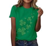 St Patrick'S Day Women'S Leprechaun Costume Clover T-Shirts Summer Causal Personalized Lightweight Short Sleeve Lucky Shamrock And Hat Element,Lucky Green Tops For Bars Drinking,Indoors Street Parades