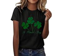 St Patrick'S Day Women'S Leprechaun Costume Clover T-Shirts Summer Causal Personalized Lightweight Short Sleeve Lucky Shamrock And Hat Element,Lucky Green Tops For Bars Drinking,Indoors Street Parades