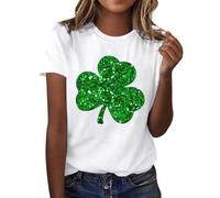 St Patrick'S Day Women'S Leprechaun Costume Clover T-Shirts Summer Causal Personalized Lightweight Short Sleeve Lucky Shamrock And Hat Element,Lucky Green Tops For Bars Drinking,Indoors Street Parades