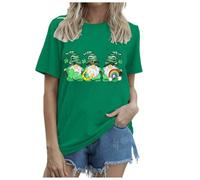 St Patrick'S Day Women'S Leprechaun Costume Clover T-Shirts Summer Causal Personalized Lightweight Short Sleeve Lucky Shamrock Green Tops Stylish Festive Shirts Cute Funny Novelty (B2 Green,XXL)