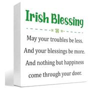 St Patrick's Day Wooden Box Sign,Funny St Patricks Tiered Tray Decoration,Irish Blessing Wood Block Plaque Box Sign for St.Patrick's Day Holiday Party Desk Decor,Irish Blessing Gifts 5x5 Inch