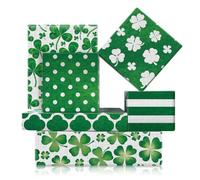 St. Patrick's Day Wrapping Paper - 6 Folded Sheets Watercolor Shamrock Wrapping Paper Green Clover, Plaid, Polka Dots Gift Wrap for Spring Birthday Baby Shower Party Decor Supplies,50 x 70 cm