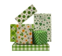 St Patricks Day Wrapping Paper for Women Men, Green Clover Shamrock Gold Coin Plaids Patterns Gift Wrap Paper - 6 Design for Saint Patricks Holiday Birthday Gift Party Gift Wrap DIY Craft