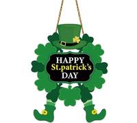 St Patricks Day Wreath with Distinctive Irish Folk Art Style Including Shamrock and Leprechaun Imagery (30cm Style A)