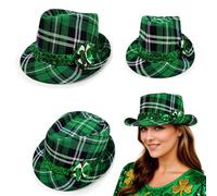 St.Patrick's Day's Leprechaun Green Hat Scottish Tartan Hats Costume Accessories for Parade Ireland Party