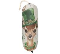 St. Patrick's Deer Plastic Bag Holder, Lightweight Grocery Bag Holder Dispenser, Reusable Wall Mount Plastic Bag Storage Organizer 1 Pack Hanging Storage Bag for Home Kitchen