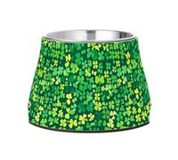 St.Patrick's Green Shamrocks Dogs Water Bowl Non Skid Stainless Steel Pets Dish Bowl for Loving Pet Slow Down Eating