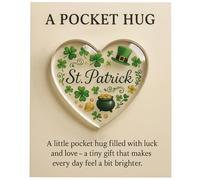 St. Patrick's Pocket Hug, Heart-Shaped St. Patrick's Pocket Hug Keepsake with Card, St Patricks Token Day Ornament, Lucky Charm Gifts for Friends (1PC)