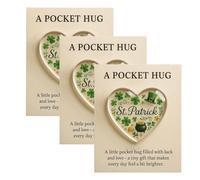 St. Patrick's Pocket Hug, Irish Lucky Little Heart Pocket Hug Token, Mini Festive Keepsake Gift with Greeting Card, for Him Her Friends Family (3pcs)