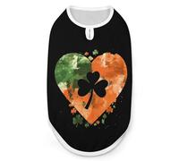 St. Patricks Shamrock_ Ireland Flag Clover Heart Funny Dog Shirt Lightweight Printed Sleeveless Pet Vest Cats T-Shirts S
