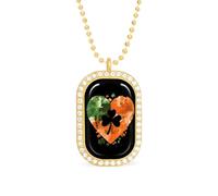 St. Patricks Shamrock_ Ireland Flag Clover Heart Funny Pendant Necklace for Women Personalized Fashion Jewelry Diamond Necklaces for Wedding Birthday Gold Silver