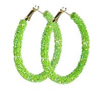 St.Patricks's Day Hoop Earrings for Women Sparkly Circle Sequins Hoop Earrings Glitter Green Hoop Earrings Irish St.Patricks's Holiday Jewelry, normal size, Resin, No Gemstone