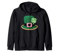 St Pattys Day Leprechaun Hat Lucky Shamrock St Patrick's Day Zip Hoodie