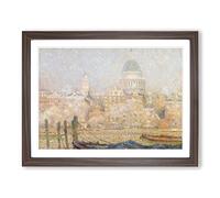 St. Pauls Cathedral By Henri Le Sidaner Classic Painting Framed Print | A3 Walnut Framed Wall Art | Ready to Hang | Classic Cityscape Picture | Living Room Bedroom Lounge Office