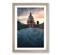St. Pauls Cathedral in London Abstract Painting Framed Print | A2 Oak Framed Wall Art | Ready to Hang | Abstract Cityscape Picture | Living Room Bedroom Lounge Office