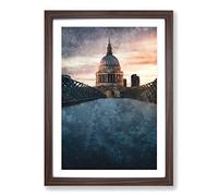 St. Pauls Cathedral in London Abstract Painting Framed Print | A2 Walnut Framed Wall Art | Ready to Hang | Abstract Cityscape Picture | Living Room Bedroom Lounge Office