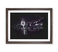 St Pauls Cathedral In London Paint Splash Modern Art Framed Wall Art Print, Ready to Hang Picture for Living Room Bedroom Home Office Décor, Walnut A2 (64 x 46 cm)