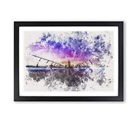 St. Pauls Cathedral in London Watercolour Framed Print | A2 Black Framed Wall Art | Ready to Hang | Modern Cityscape Picture | Living Room Bedroom Lounge Office