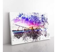 St. Pauls Cathedral In London Watercolour Modern Canvas Wall Art Print Ready to Hang, Framed Picture for Living Room Bedroom Home Office Décor, 76x50 cm (30x20 Inch)