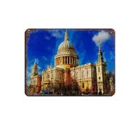 St Paul's Cathedral, London Poster Tin Sign Vintage Metal Pub Club Cafe Bar Home Wall Art Decoration Poster Retro 12x16inch(30x40cm)