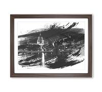 St Pauls Cathedral London V1 Modern Framed Print | A3 Walnut Framed Wall Art | Ready to Hang | Modern Cityscape Picture | Living Room Bedroom Lounge Office